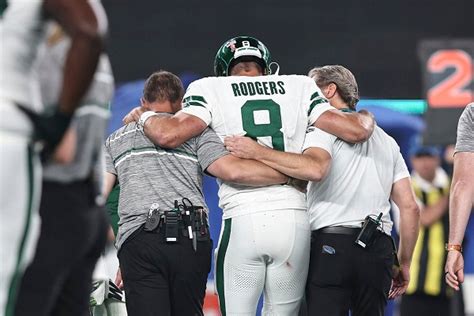 Jets QB Aaron Rodgers has torn left Achilles tendon, AP source says. He's likely to miss the season